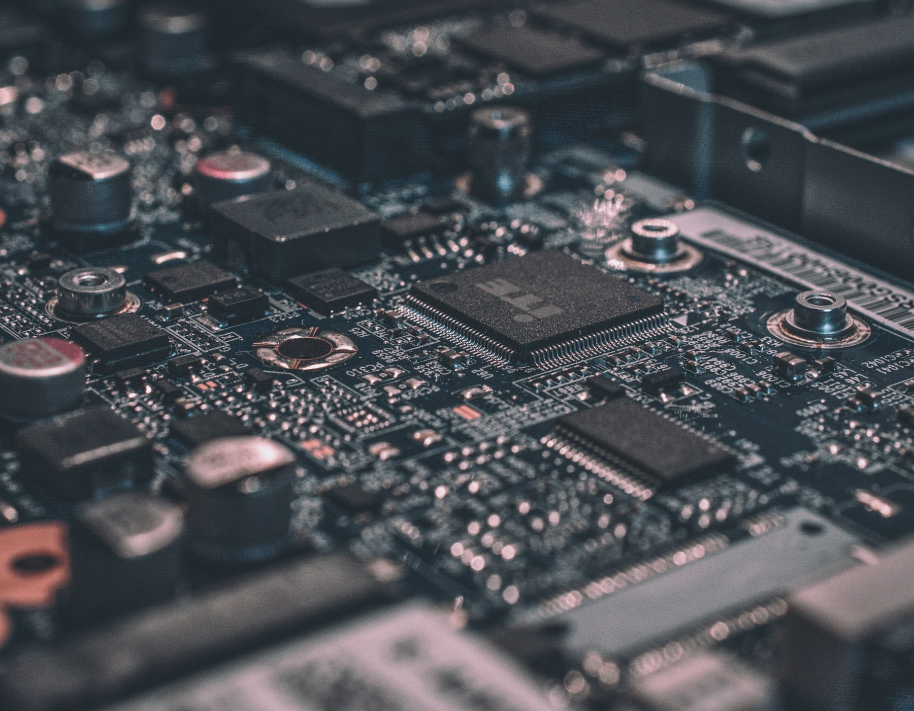 Close-up of electronic components on a circuit board